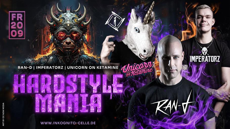 HARDSTYLEMANIA presents: Ran-D, Imperatorz, & Unicorn on Ketamine image